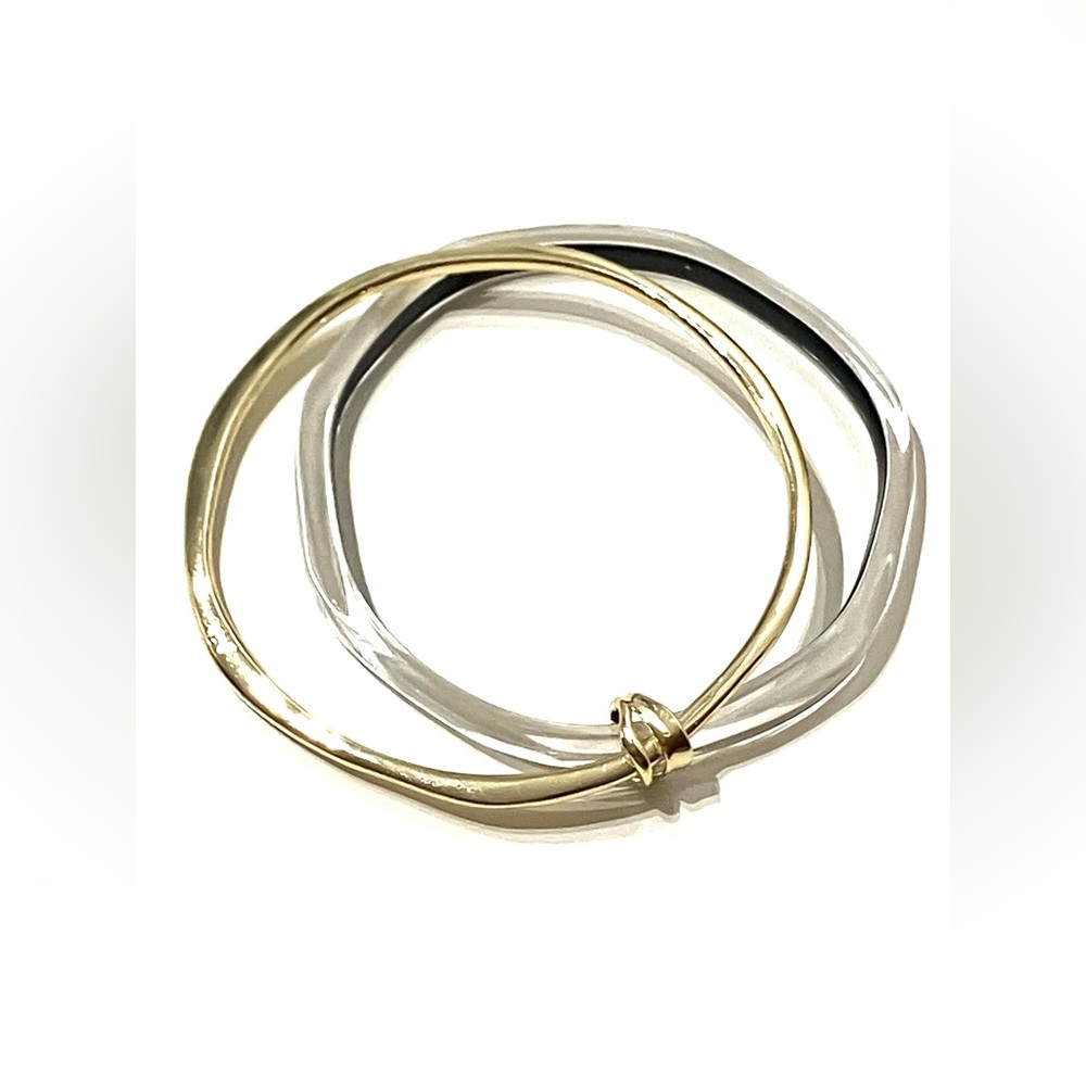 Alexis Bittar Gold Tone Clear Lucite Linked Bangle Set